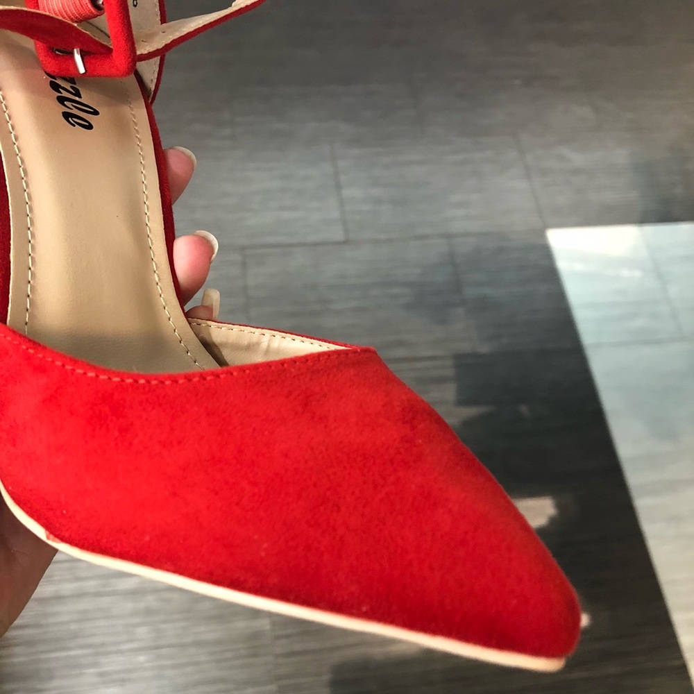 NWT - Red Open Toe Sandal Heels - Spring Shoes - Picture 6 of 7